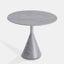 28" Round, modern white marble side table with cone base