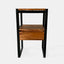 Night table in solid acacia wood with a black iron frame and one drawer.