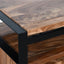 Sideboard buffet in solid acacia wood with a black iron frame. One shelf and two doors.