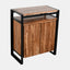 Sideboard buffet in solid acacia wood with a black iron frame. One shelf and two doors.