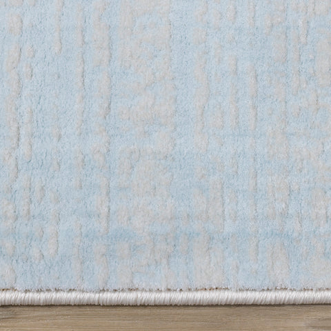 Belle Plush Rug - Blue / Grey Geometric Pattern side detail