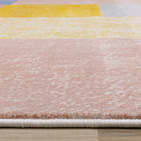 Belle Plush Rug - Geometric Blocks pile height