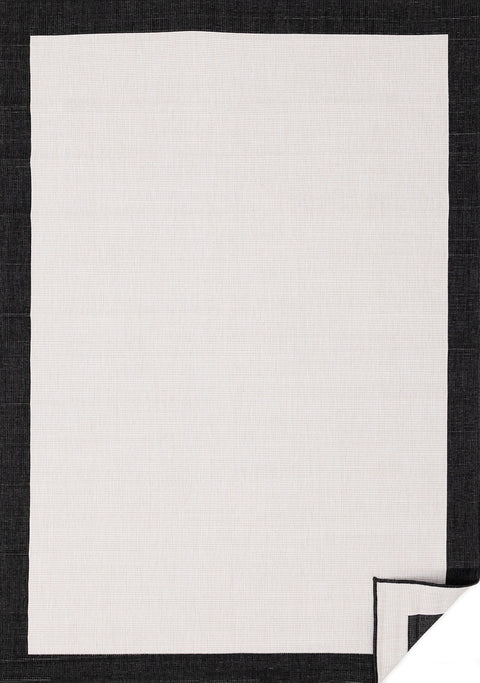 Bristol Reversible Indoor / Outdoor Rug - Cream with Black Border sample