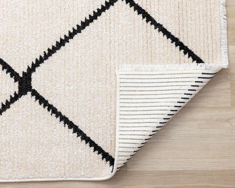 Calabar Rug - Lattice corner flipped to show underside