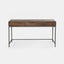 Solid acacia wood desk in honey brown finish with industrial black metal frame. Showing only the desk.