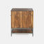 One of 2 Solid acacia wood filing cabinets in honey brown finish with industrial black metal frame. Showing 2 drawers