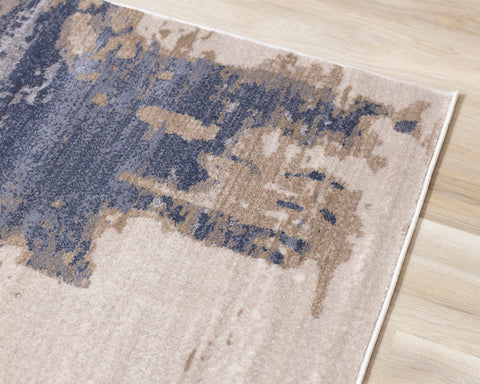 Chorus Plush Rug - Abstract Earth Blue / Beige corner