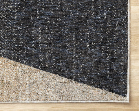 Cora Rug - Geometric Black Brown corner detail