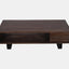 Solid acacia wood coffee table in deep brown finish.