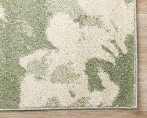 Eclipse Rug - Floral Green corner detail