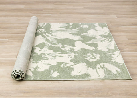Eclipse Rug - Floral Green roll on floor