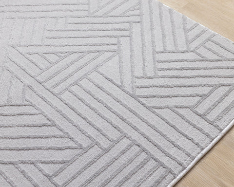 Ellington Rug - Grey Abstract Herringbone corner