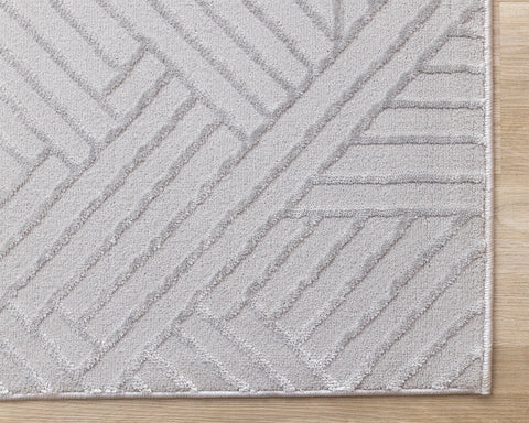 Ellington Rug - Grey Abstract Herringbone corner detail