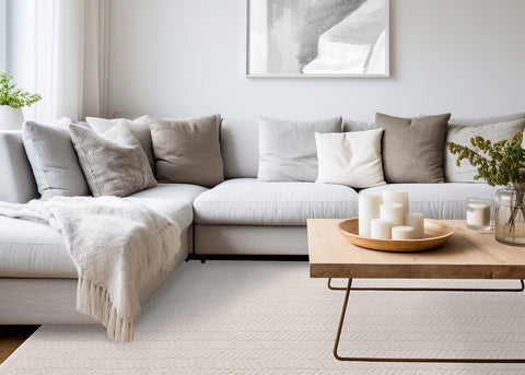 Ellington Rug - Herringbone Columns in living room setting