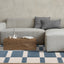 Folio Rug - Blue & White Banded in living room setting