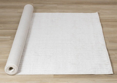 Hayden Rug - Light Cream Modern Lines roll on floor