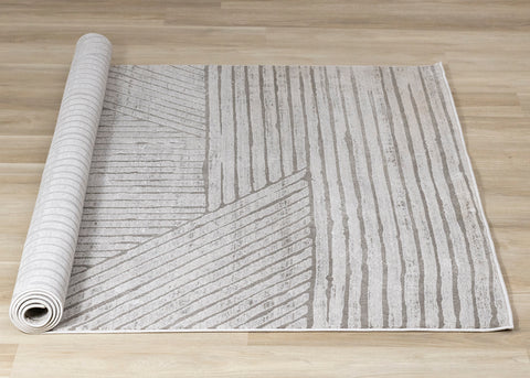 Hayden Rug - Grey Modern Lines roll on floor