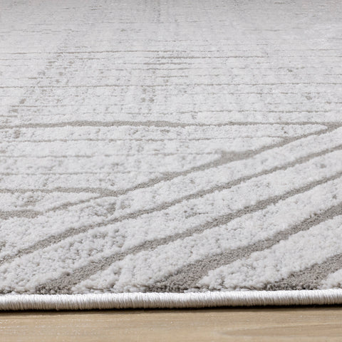 Hayden Rug - Grey Modern Lines edge detail and pile height