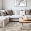 Leo Rug - Beige Mid-Century Modern in living room setting
