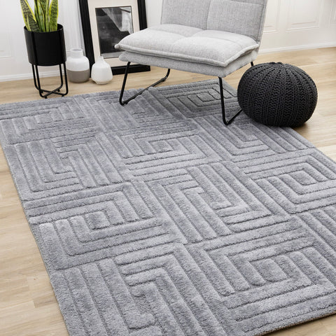 Luxe Rug - Blue Maze in living room setting