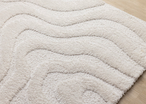 Luxe Rug - White Curvy Lines corner