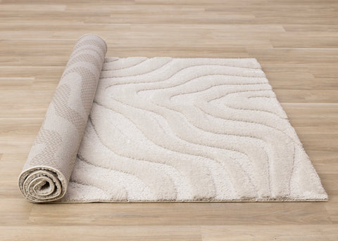 Luxe Rug - White Curvy Lines roll on floor
