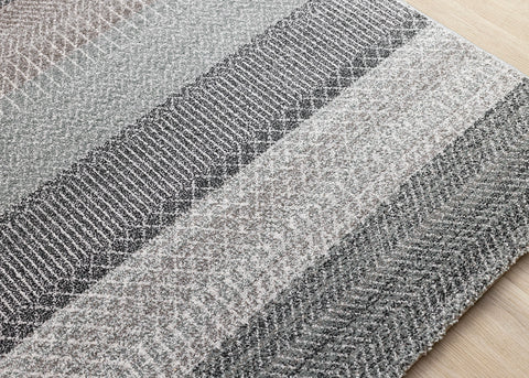 Mae Rug - Grey Taupe Bands corner