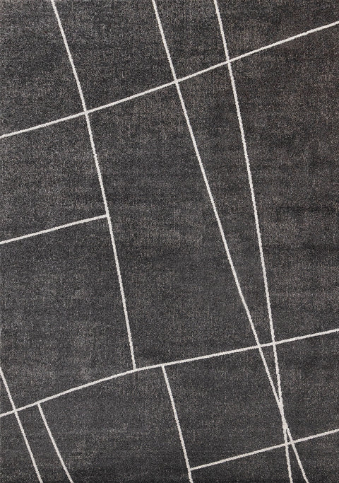 Mae Rug - Grey White Organic Lines full sample