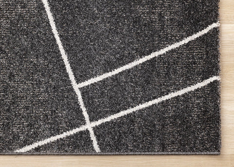 Mae Rug - Grey White Organic Lines corner detail