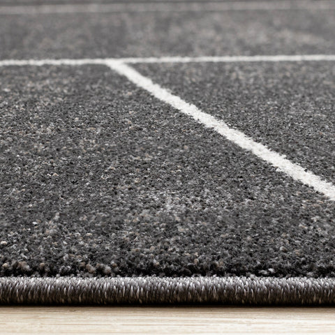 Mae Rug - Grey White Organic Lines pile height