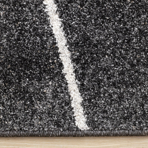 Mae Rug - Grey White Organic Lines side detail