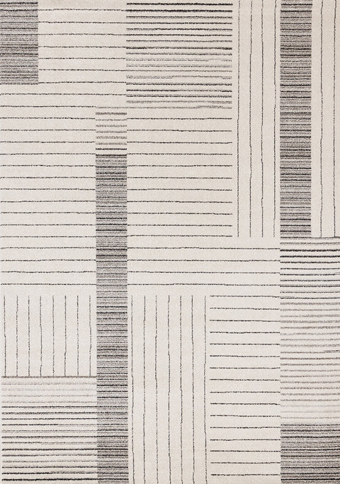 Mae Rug - White Black Intricate Lines full sample