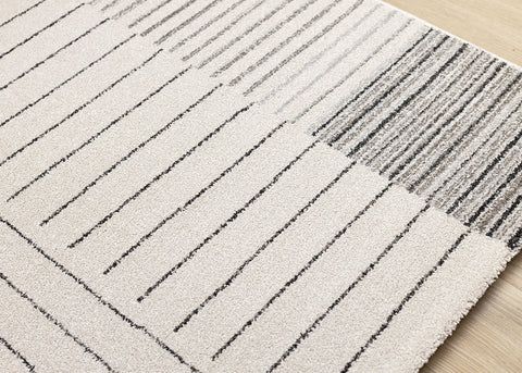 Mae Rug - White Black Intricate Lines corner