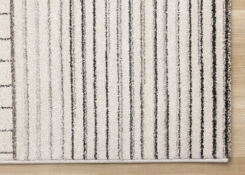 Mae Rug - White Black Intricate Lines corner detail