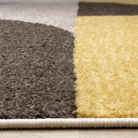 Malibu Rug - Curvy Geometric Taupe Yellow pile height