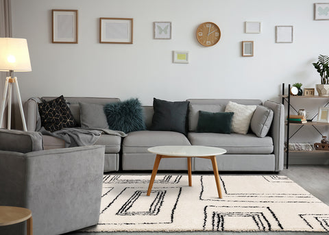 Maroq Shag Rug - Blocky in living room setting