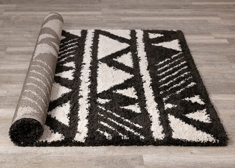 Maroq Shag Rug - Black Peaks roll on floor