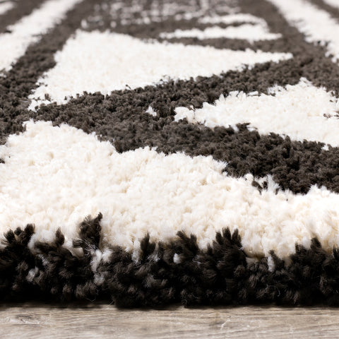 Maroq Shag Rug - Black Peaks pile height