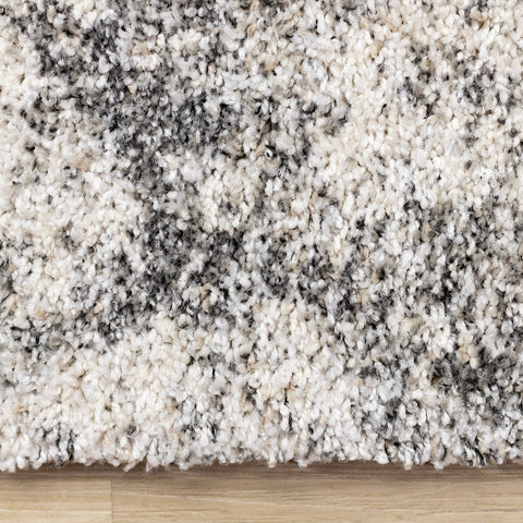 Marquis Distressed Rug - White Grey Patches side detail