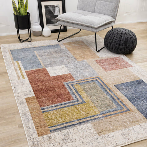 Muse Rug - Layered Geometric in living room setting