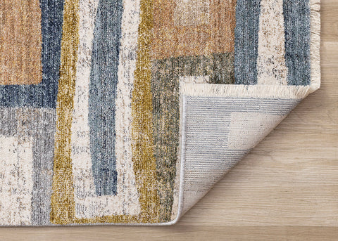 Muse Rug - Layered Bricks corner flipped to show underside