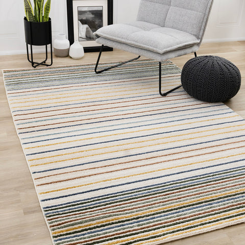 Nala Rug - Multicolor Stripes in living room setting
