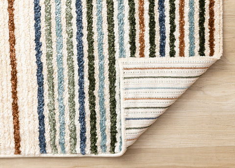 Nala Rug - Multicolor Stripes corner flipped to show underside