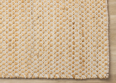 Naturals Jute Rug - Intricate Light Oak Weave corner detail