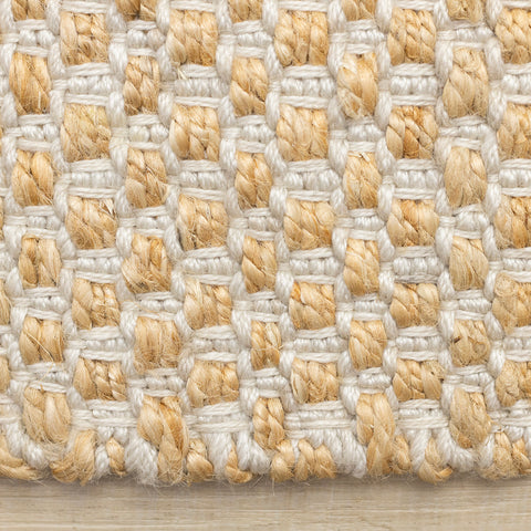 Naturals Jute Rug - Intricate Light Oak Weave side detail