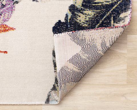 Sara Rug - Floral corner flipped to show underside