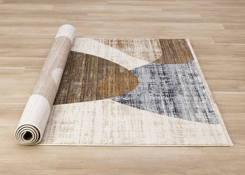 Serene Distressed Rug - Curvy Shapes roll on floor