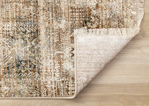 Serene Distressed Rug - Southwestern corner flipped to show underside