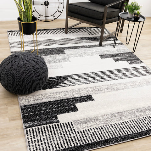 Swift Rug - Patterned Lines in living room setting