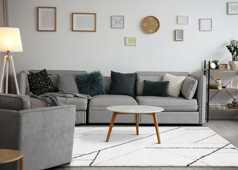 Shira Soft Touch Rug - Geometric in living room setting